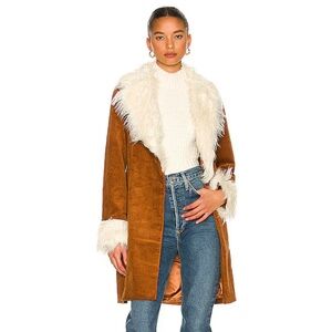 Brown Faux Fur Trimmed Coat